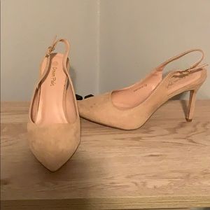 Hot! Nude suede heels. Never worn!!